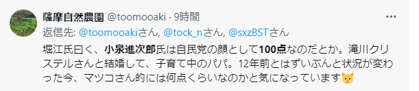 小泉進次郎100点に対する他の点数を提唱するXの声